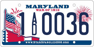 MD license plate 1AD0036