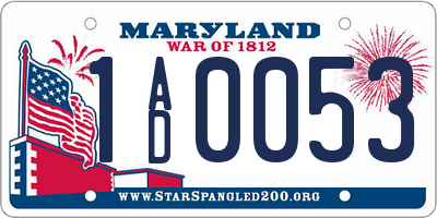 MD license plate 1AD0053