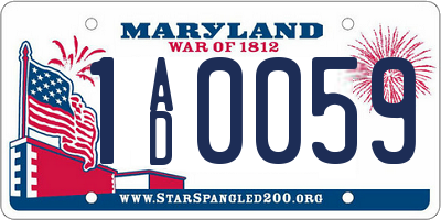 MD license plate 1AD0059