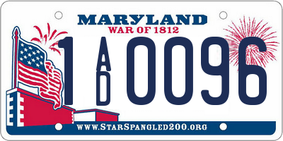 MD license plate 1AD0096