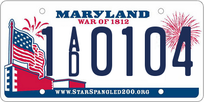 MD license plate 1AD0104
