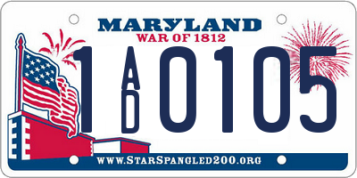 MD license plate 1AD0105