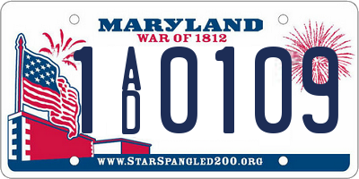 MD license plate 1AD0109