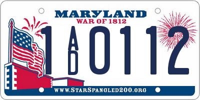 MD license plate 1AD0112