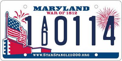 MD license plate 1AD0114