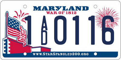 MD license plate 1AD0116