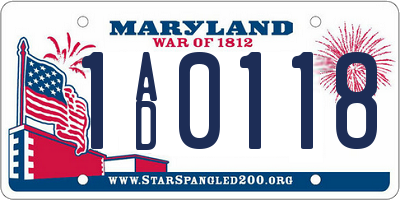 MD license plate 1AD0118