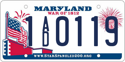 MD license plate 1AD0119