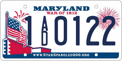 MD license plate 1AD0122