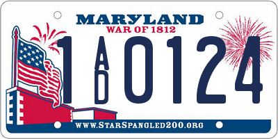 MD license plate 1AD0124
