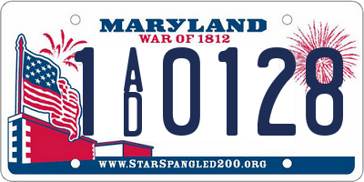MD license plate 1AD0128