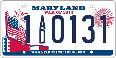 MD license plate 1AD0131