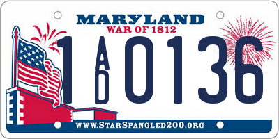 MD license plate 1AD0136