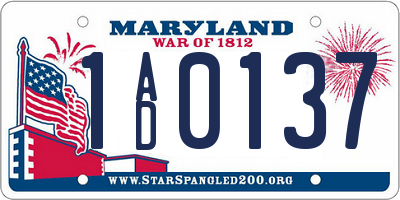 MD license plate 1AD0137