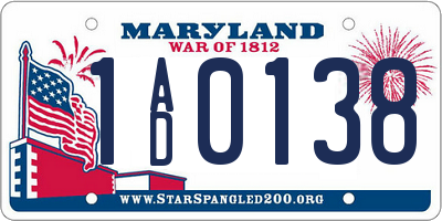 MD license plate 1AD0138