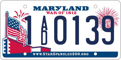 MD license plate 1AD0139