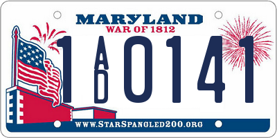 MD license plate 1AD0141