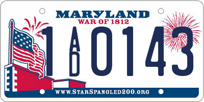 MD license plate 1AD0143