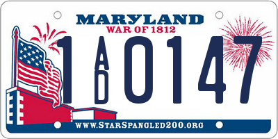 MD license plate 1AD0147