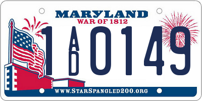 MD license plate 1AD0149