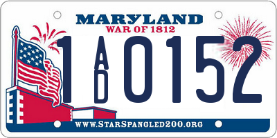 MD license plate 1AD0152