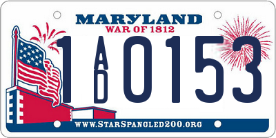 MD license plate 1AD0153