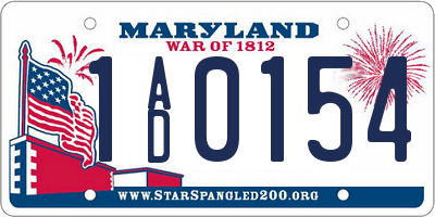 MD license plate 1AD0154