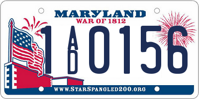 MD license plate 1AD0156