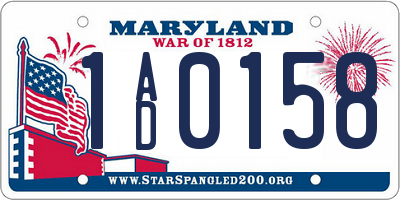 MD license plate 1AD0158