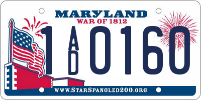 MD license plate 1AD0160