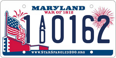 MD license plate 1AD0162