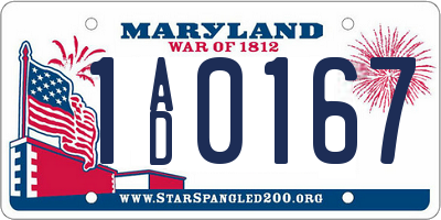 MD license plate 1AD0167