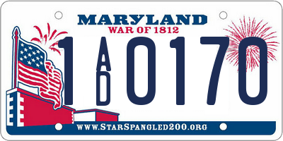 MD license plate 1AD0170