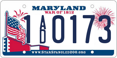 MD license plate 1AD0173