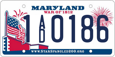MD license plate 1AD0186