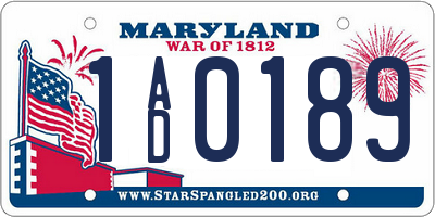 MD license plate 1AD0189