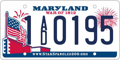 MD license plate 1AD0195