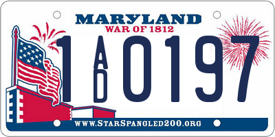 MD license plate 1AD0197