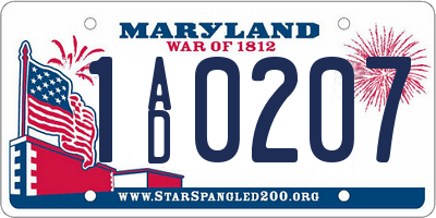 MD license plate 1AD0207