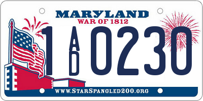 MD license plate 1AD0230
