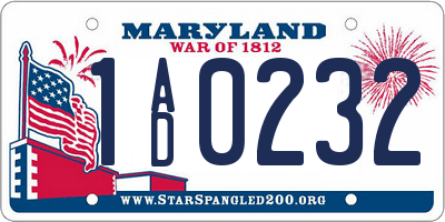 MD license plate 1AD0232