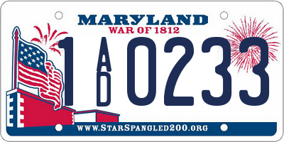 MD license plate 1AD0233