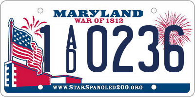 MD license plate 1AD0236