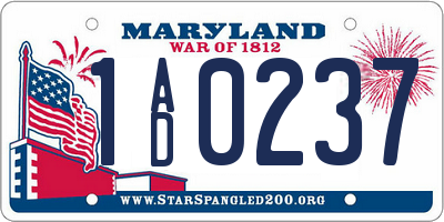 MD license plate 1AD0237