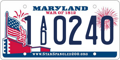 MD license plate 1AD0240