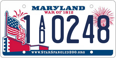 MD license plate 1AD0248