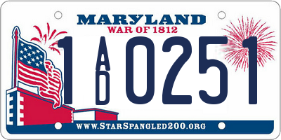 MD license plate 1AD0251