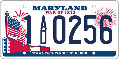 MD license plate 1AD0256