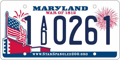 MD license plate 1AD0261
