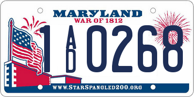 MD license plate 1AD0268